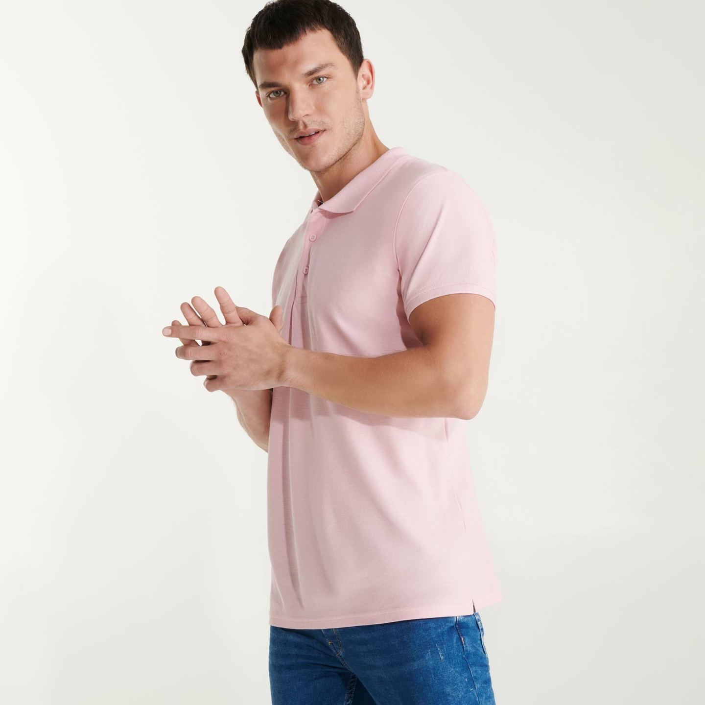 Polo hombre manga corta rosa.