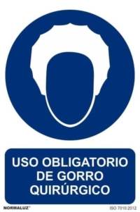 Señal "Uso obligatorio de gorro quirúrgico" Normaluz Señal "Uso obligatorio de gorro quirúrgico" Normaluz