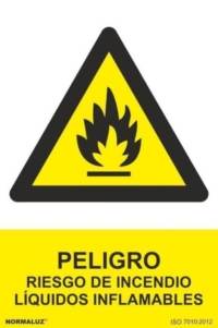 Señal "Peligro riesgo de incendio líquidos inflamables" Normaluz Señal "Peligro riesgo de incendio líquidos inflamables" Normaluz