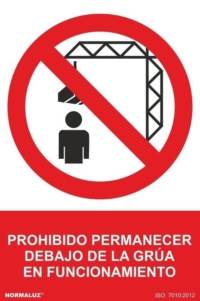 Señal "Prohibido permanecer debajo de la grúa en funcionamiento" Normaluz Señal "Prohibido permanecer debajo de la grúa en funcionamiento" Normaluz