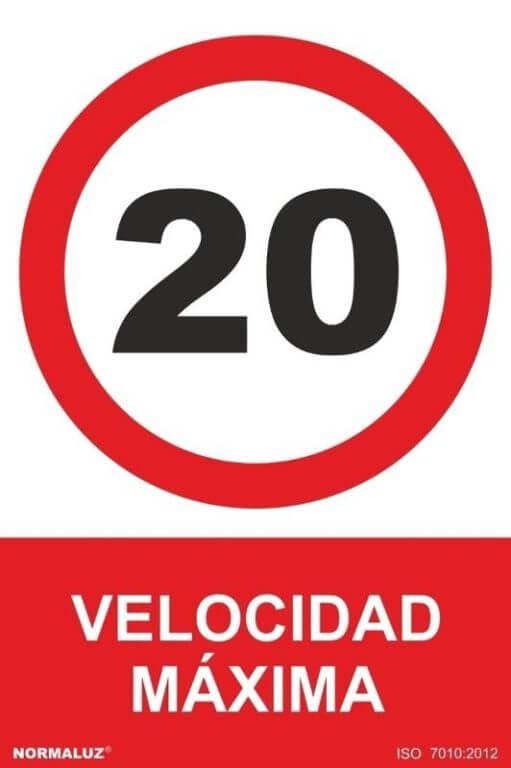 Señal Velocidad máxima 20 Normaluz, Señales prohibición Normaluz