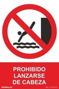 Señal "Prohibido lanzarse de cabeza" Normaluz Señal "Prohibido lanzarse de cabeza" Normaluz