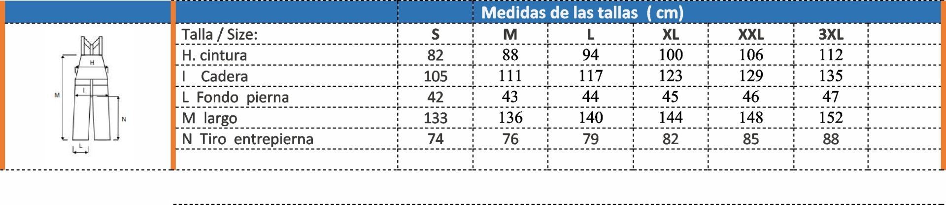 Guía Talla Peto Stretch Issa Line