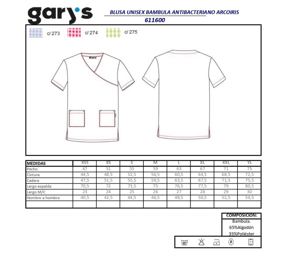 Guía de talla 611600 Garys