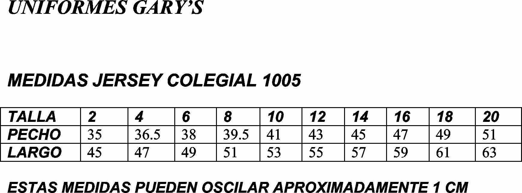 GUIA TALLA 1005 GARYS