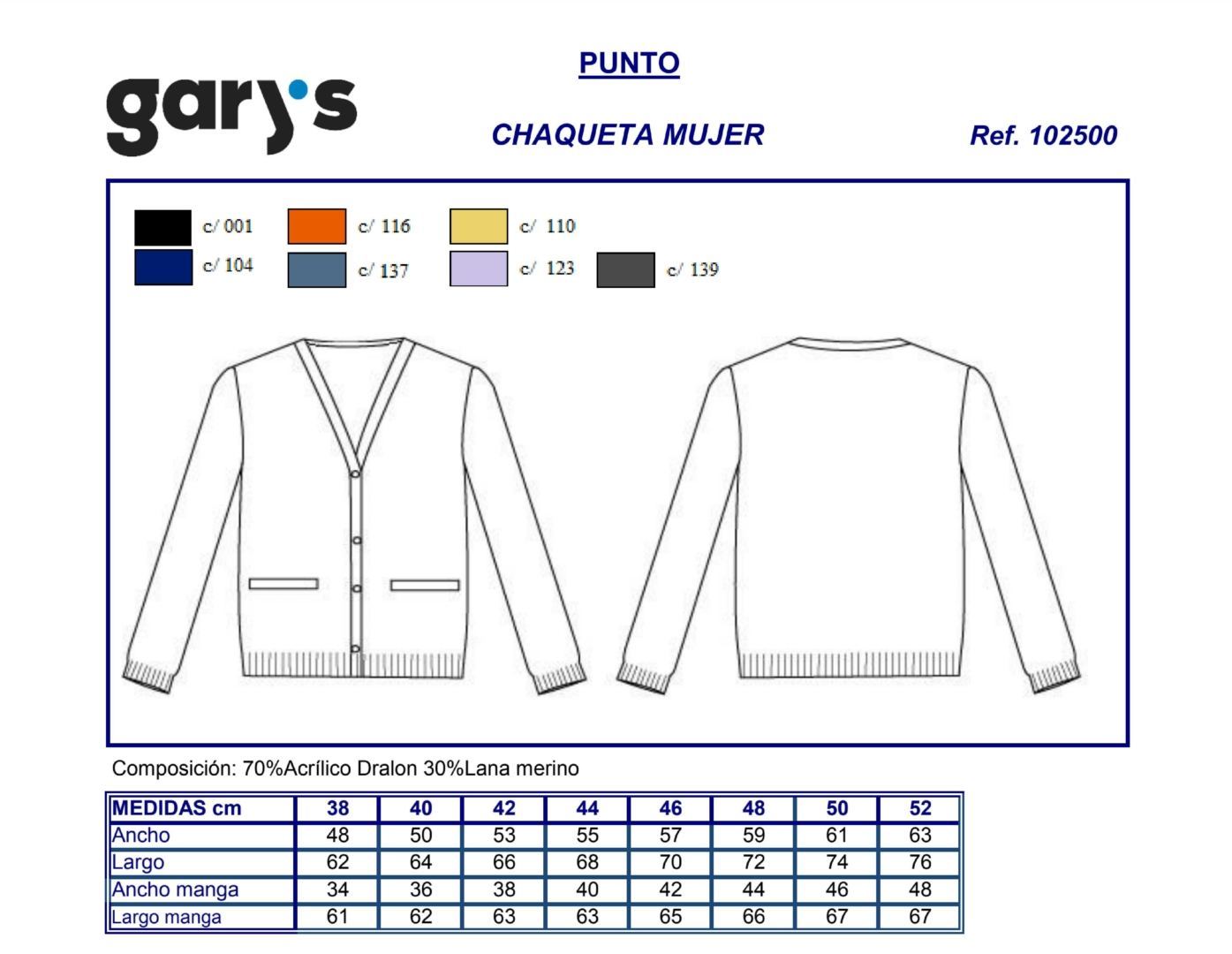 GUIA TALLA 1025 GARYS