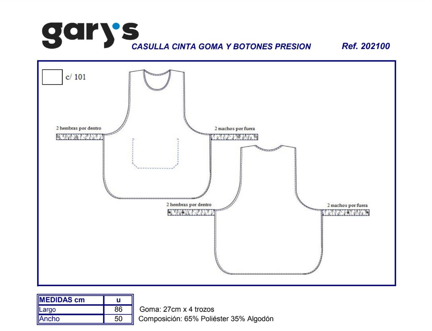 GUIA TALLA 2021 GARYS