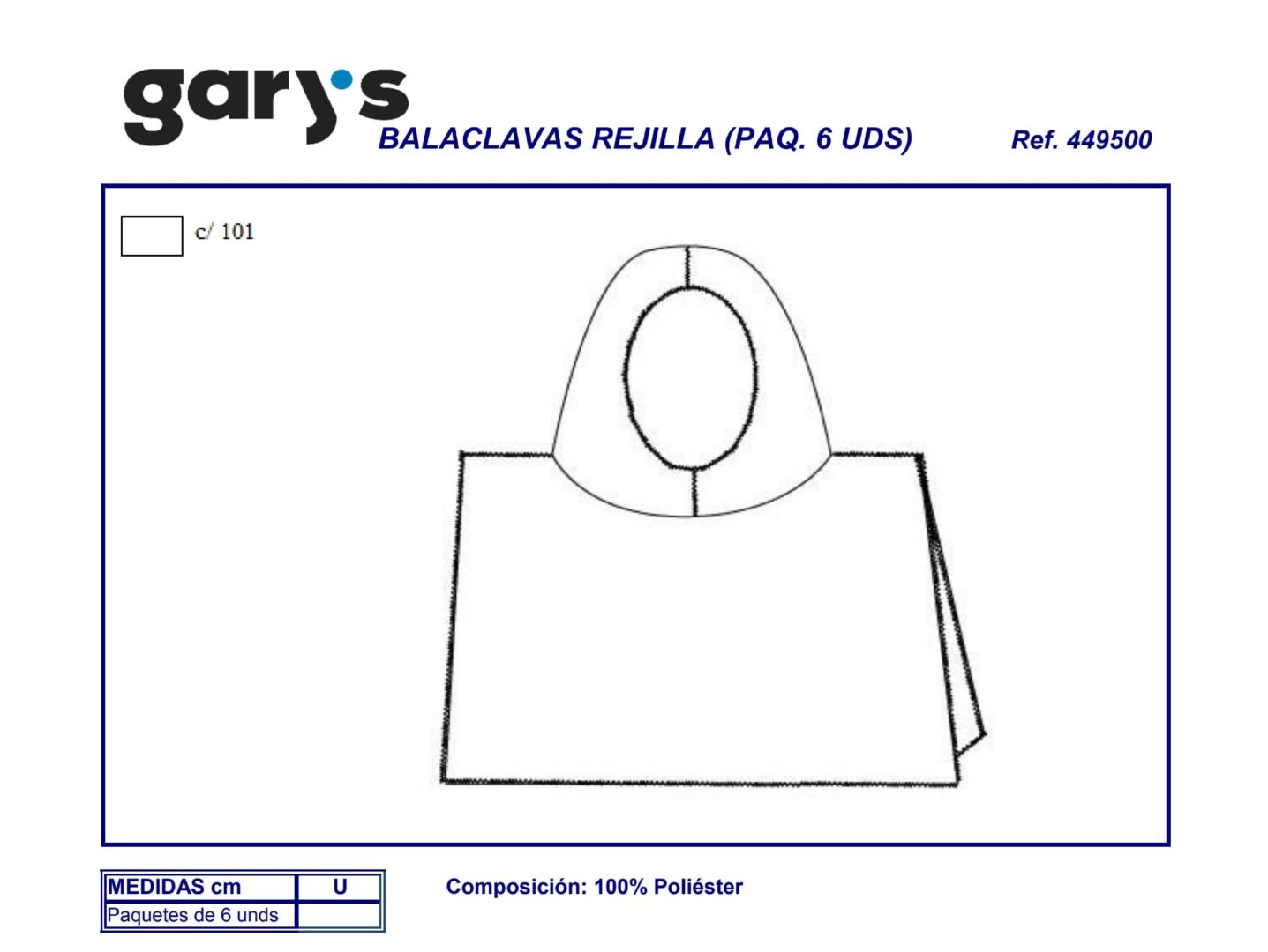 GUIA TALLA 4495 GARYS