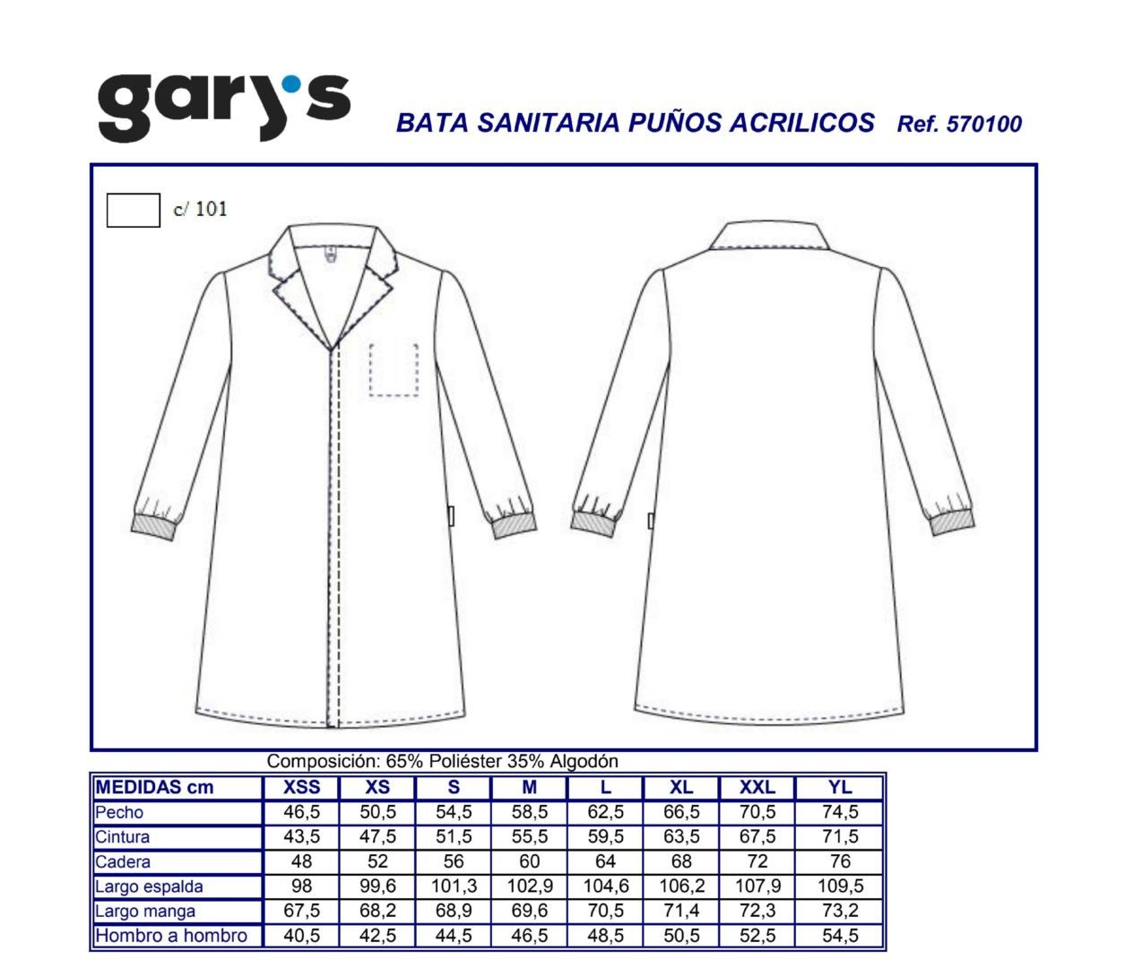 GUIA TALLA 5701 GARYS