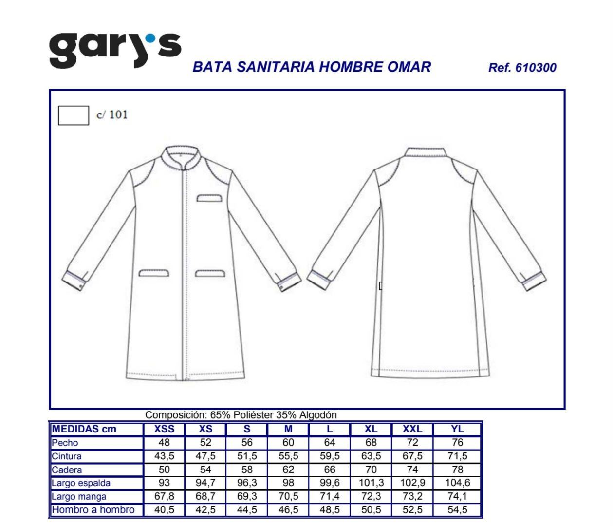 GUIA TALLA 6103 GARYS