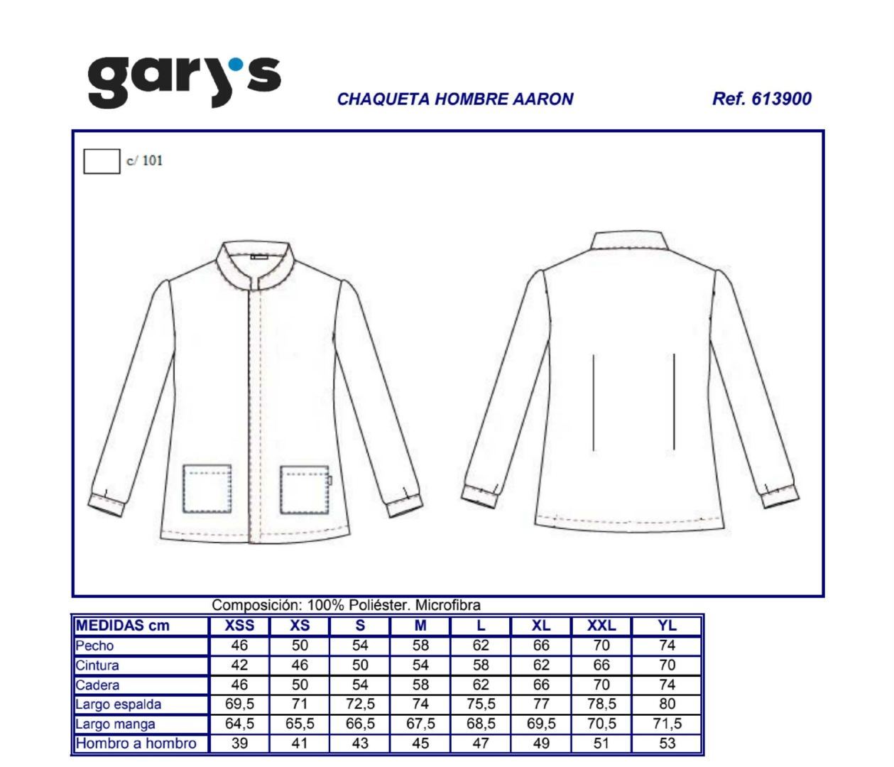 GUIA TALLA 6139 GARYS