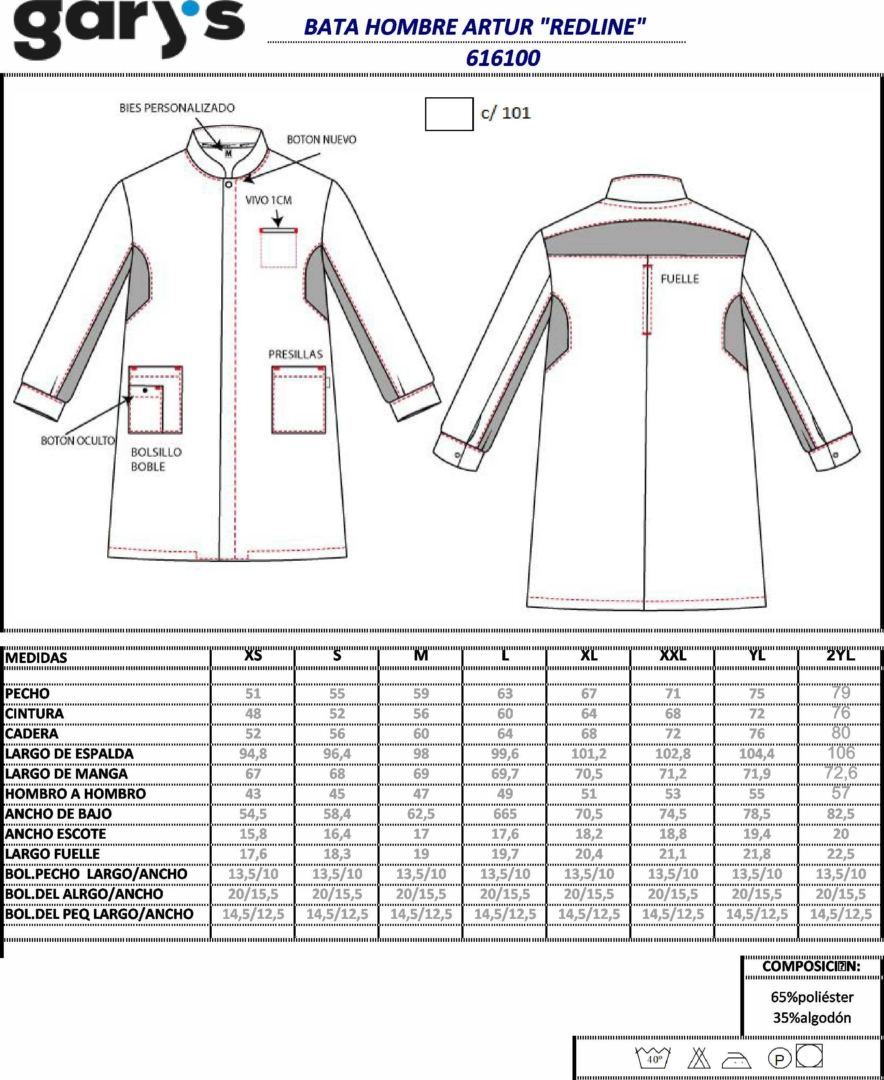 GUIA TALLA 6161 GARYS
