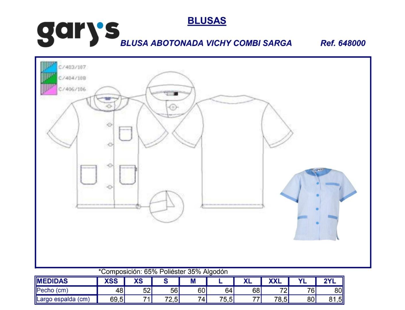 GUIA TALLA 6480 GARYS