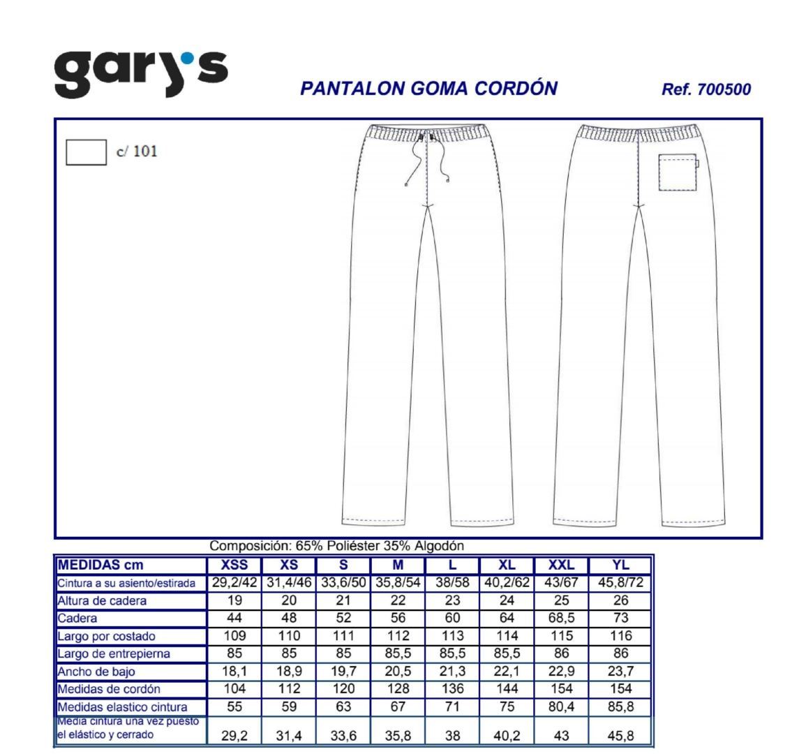 GUIA TALLA 7005 GARYS