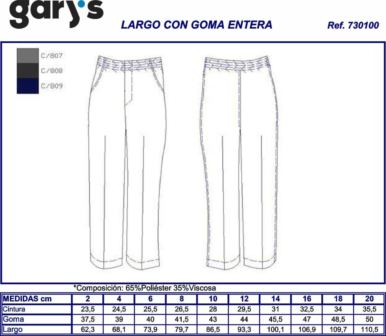 GUIA TALLA 7301 GARYS