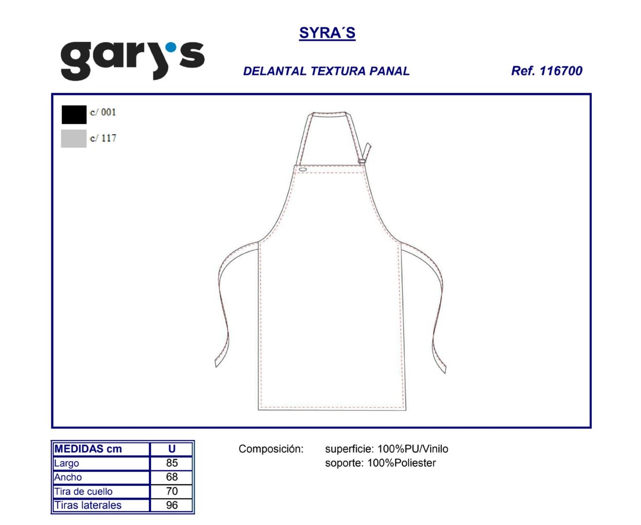 GUIA TALLA 1167 GARY'S