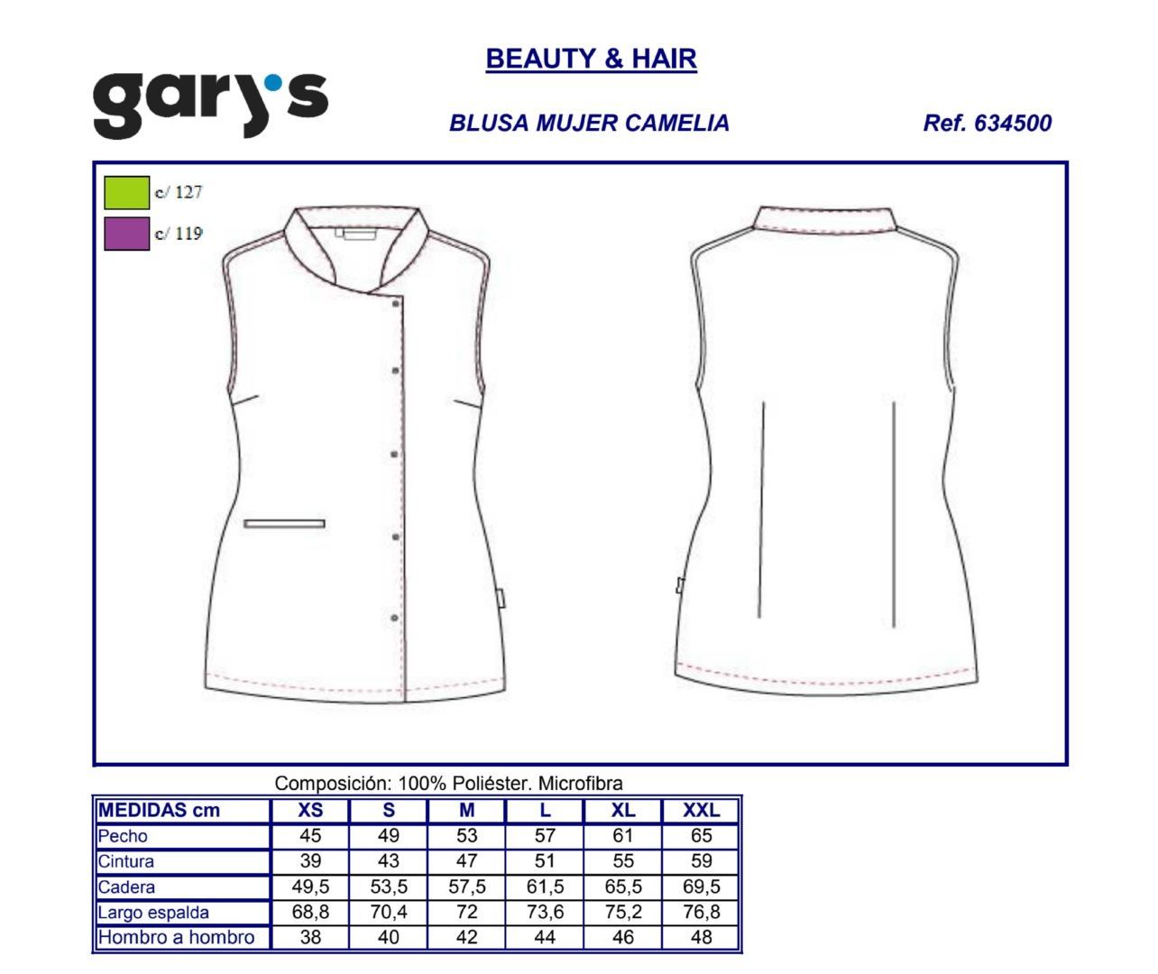 GUIA TALLA 6345 GARY'S