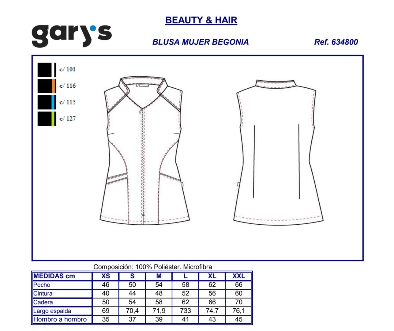 GUIA TALLA 6348 GARY'S