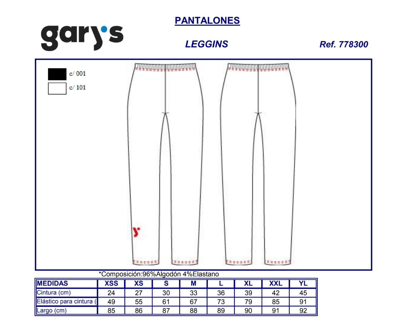 GUIA TALLA 7783 GARY'S