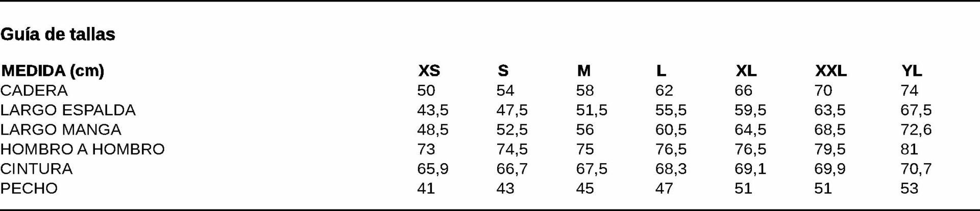 GUIA TALLA 9636 GARYS DISTINCION