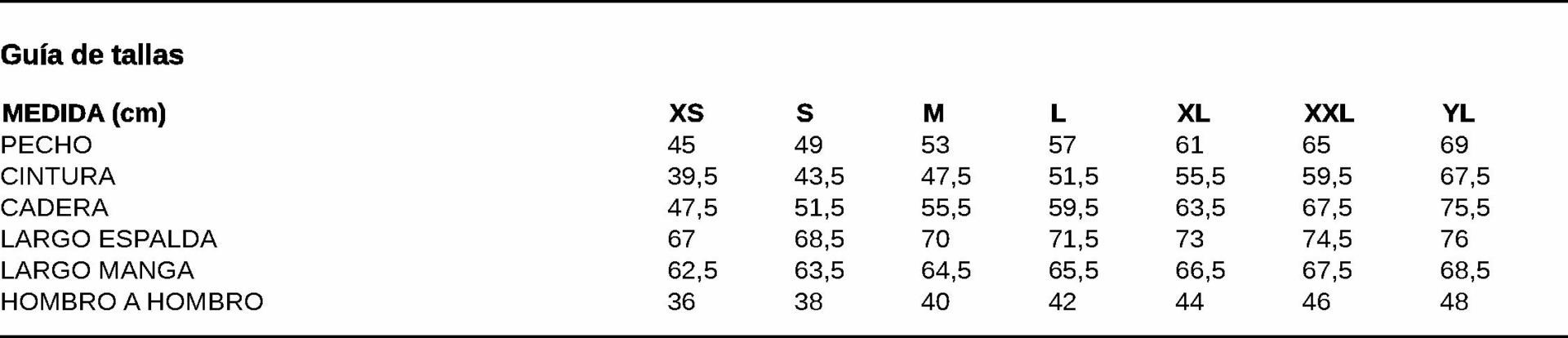 GUIA TALLA 9637 GARYS DISTINCION