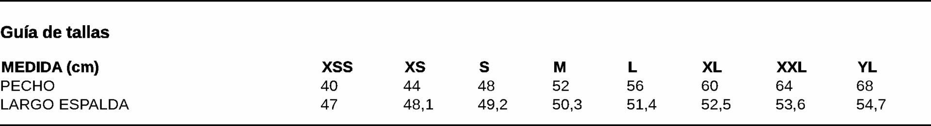 GUIA TALLA 9930 GARYS DISTINCION