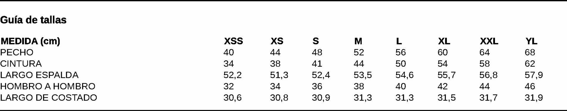 GUIA TALLA 9934 GARYS DISTINCION