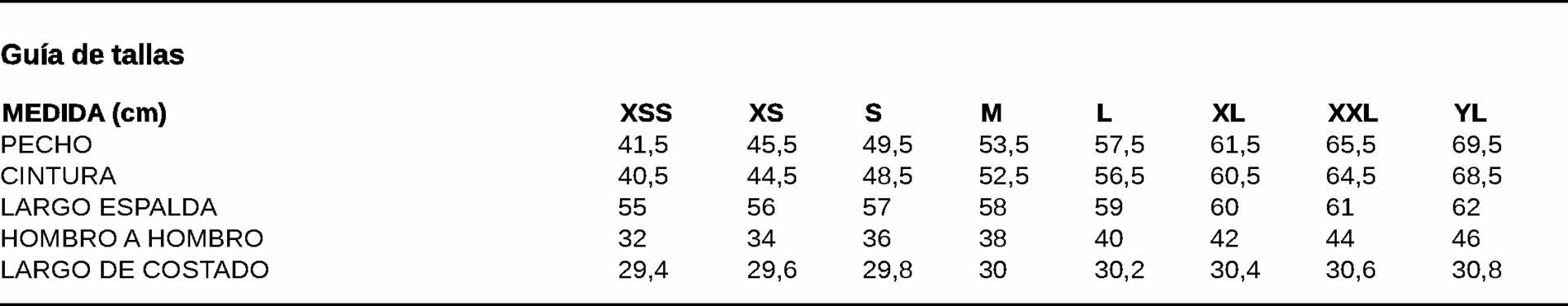 GUIA TALLA 9946 GARYS DISTINCION