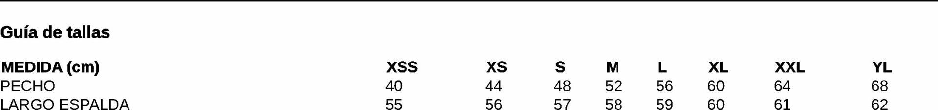 GUIA TALLA 9970 GARYS DISTINCION