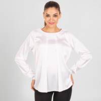 Blusa Chica Satén MLarga Cuello Redondo Garys 2437 Blanca