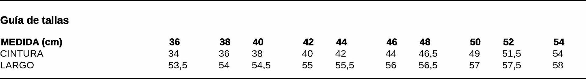 GUIA TALLA 113F00 GARYS DISTINCION