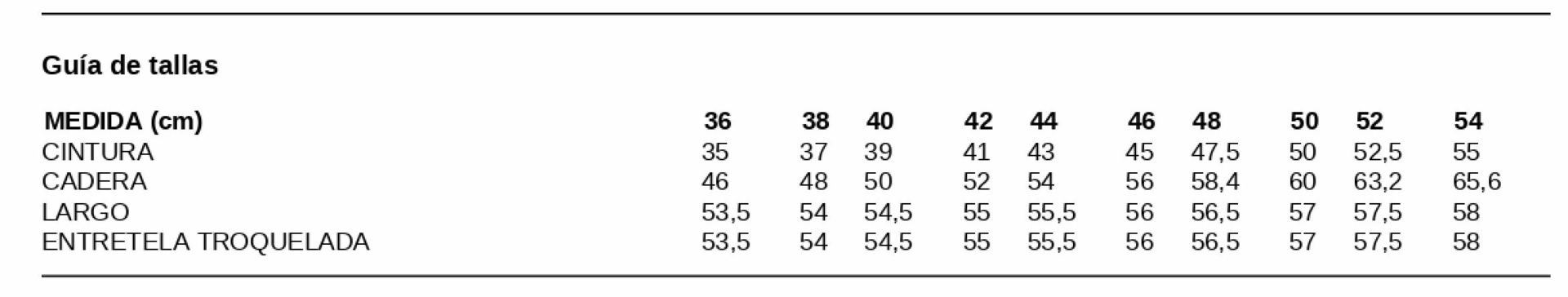 GUIA TALLA 1768 GARYS DISTINCION