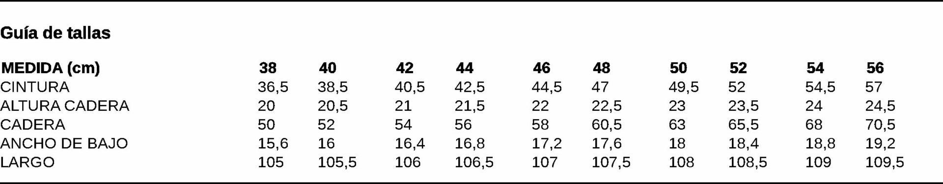 GUIA TALLA 2032 GARYS DISTINCION