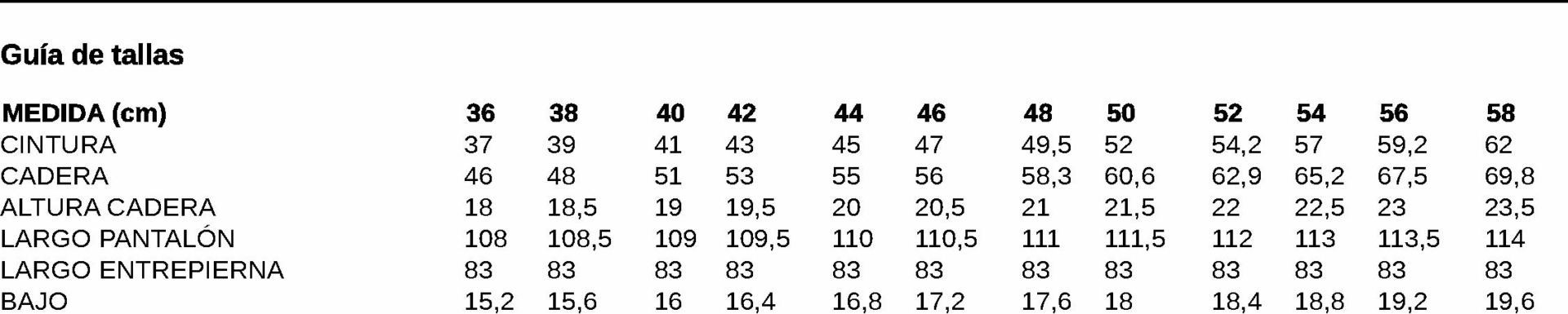 GUIA TALLA 2061 GARYS DISTINCION