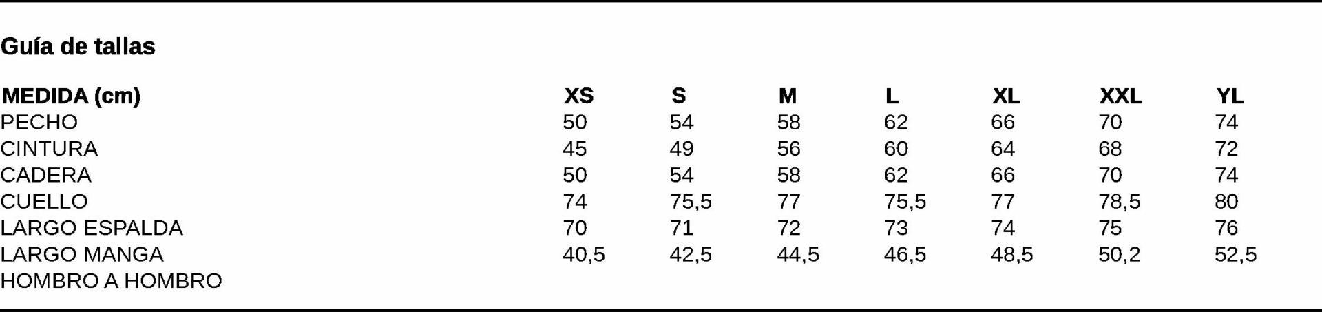 GUIA TALLA 6105 GARYS DISTINCION