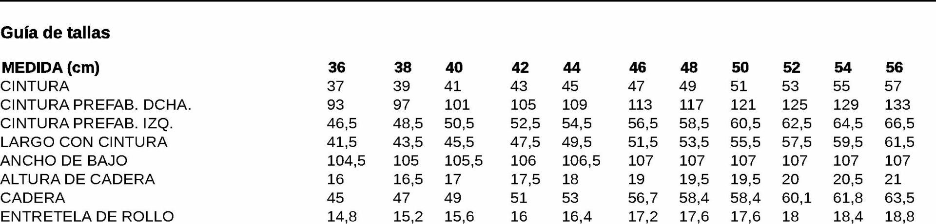 GUIA TALLA 7777 GARYS DISTINCION