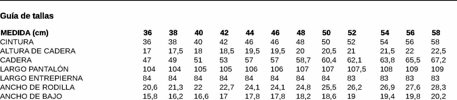 GUIA TALLA 7916 GARYS DISTINCION