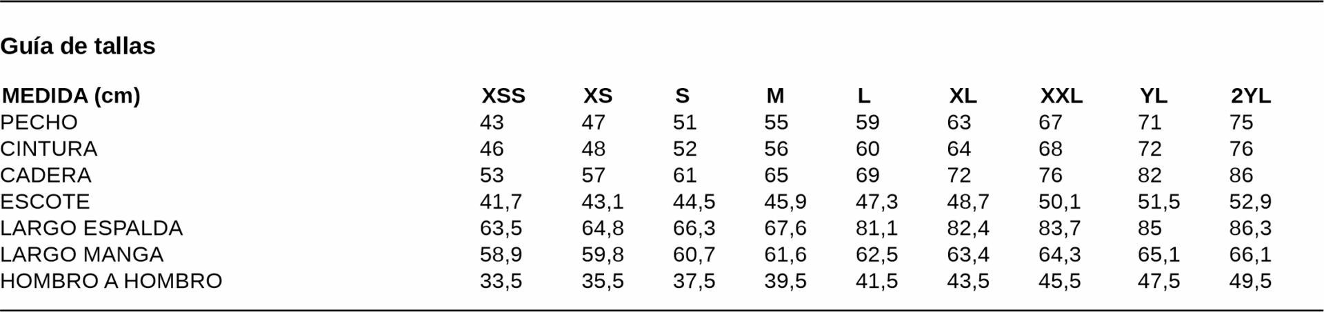 GUIA TALLA 2437 GARYS DISTINCION