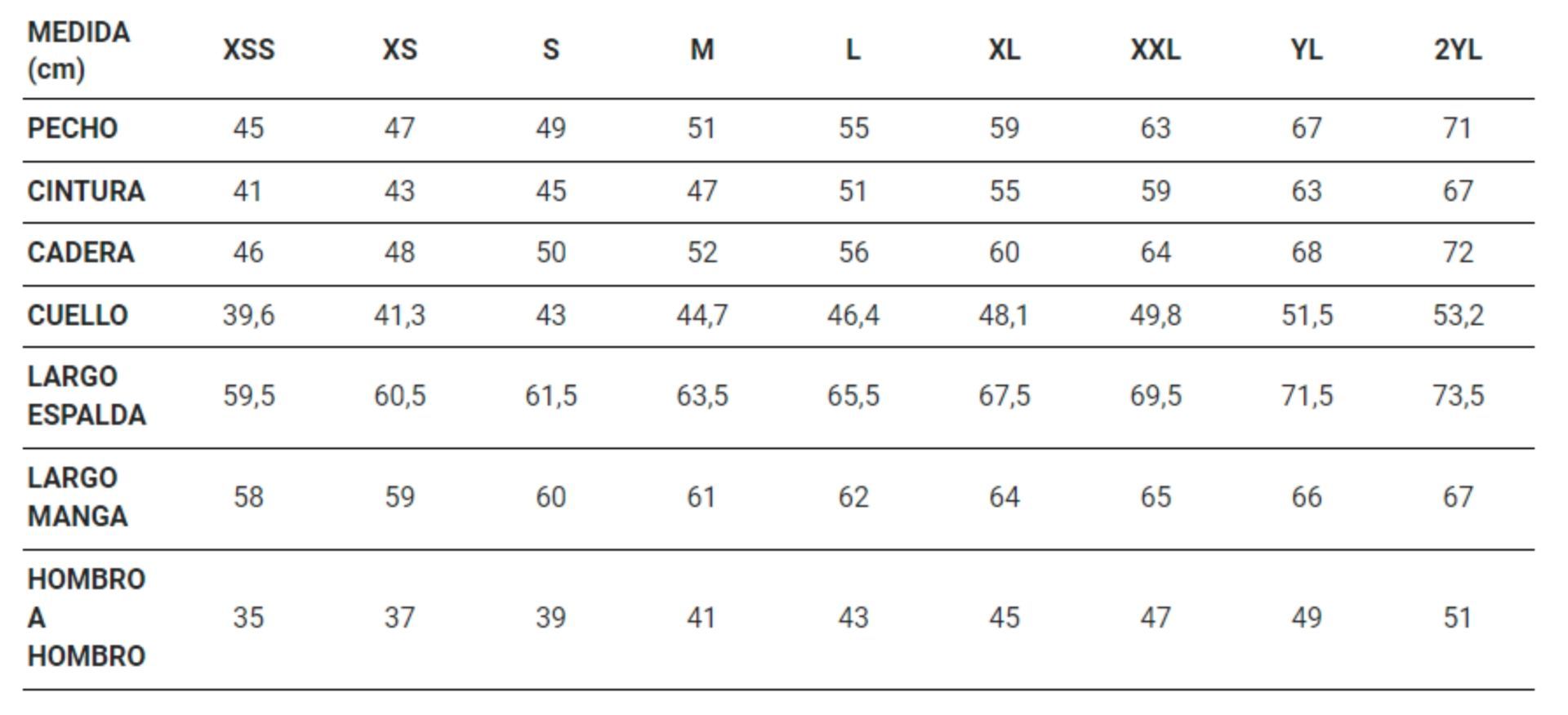 GUIA TALLA 2481 GARYS DISTINCION