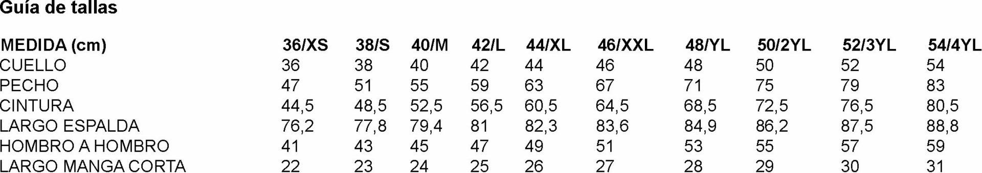 GUIA TALLA 2961 GARYS