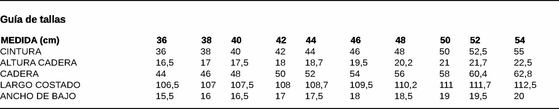 GUIA TALLA 7032 GARY'S