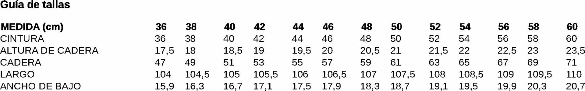 GUIA TALLA 700027 GARYS
