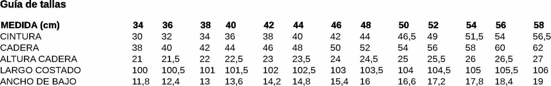 GUIA TALLA 7803 GARYS