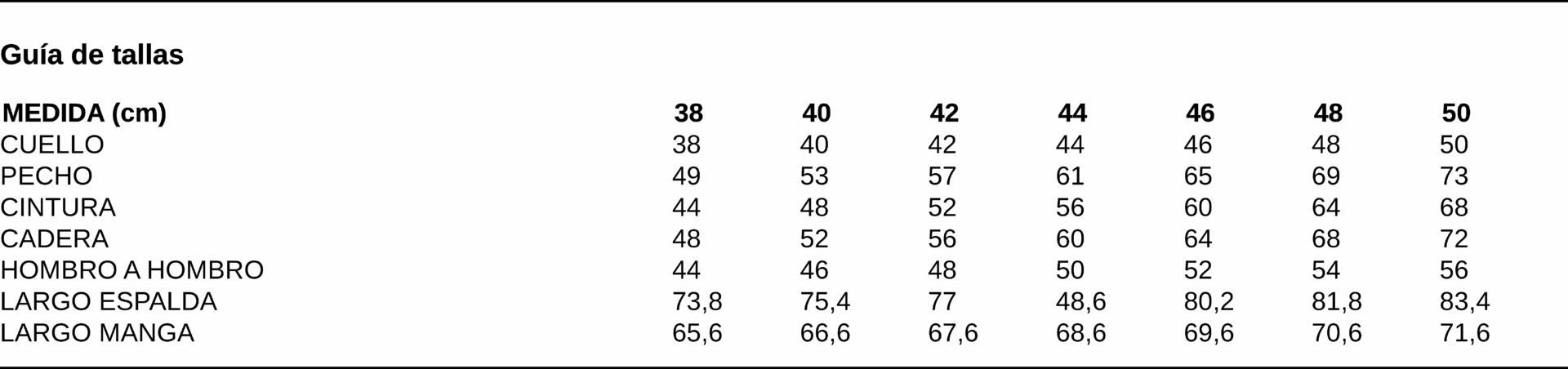 TALLAS 260001 GARYS LUZON