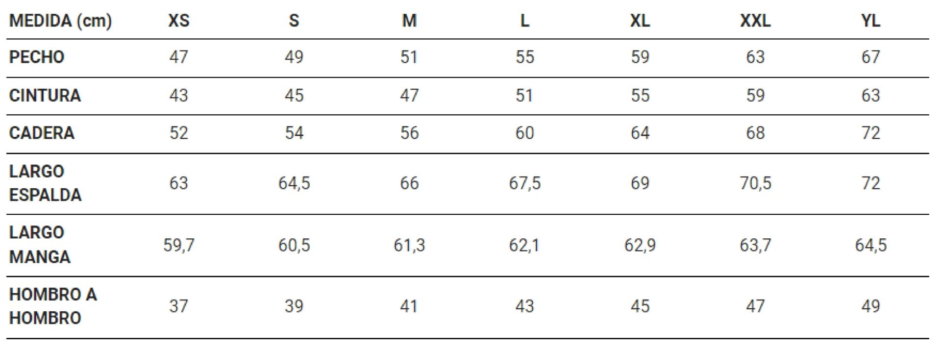 GUIA TALLA 210011 GARYS