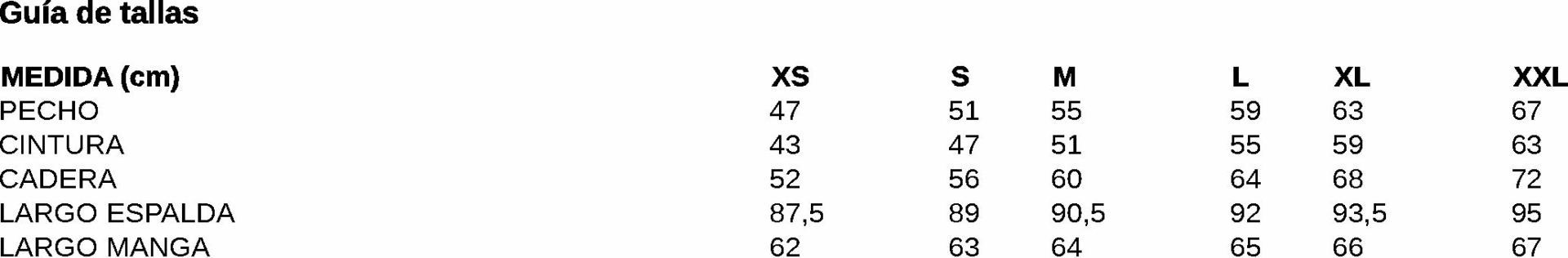 GUIA TALLA 500021 GARYS