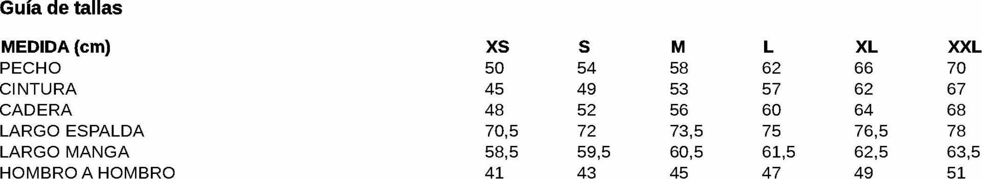 GUIA TALLA 900002 GARYS DISTINCION