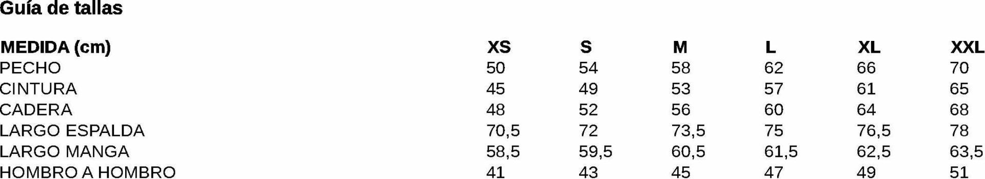 GUIA TALLA 900003 GARYS