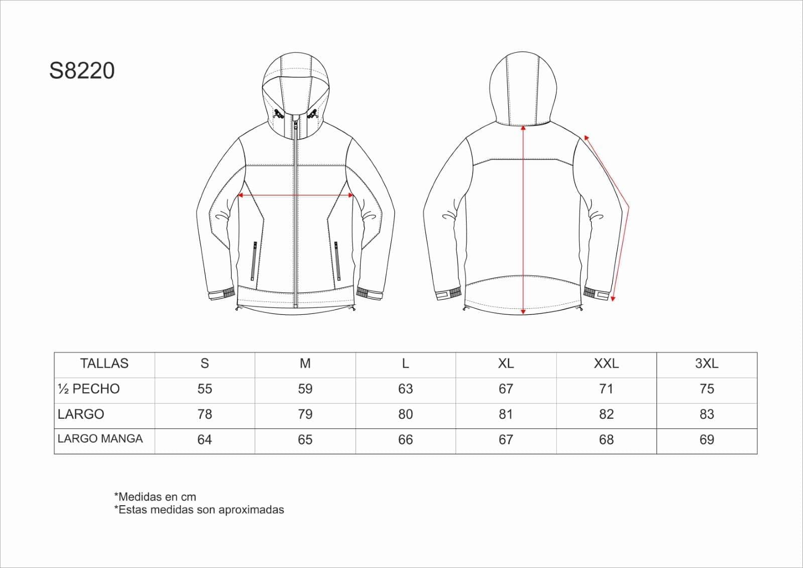 S8220 GUÍA DE TALLAS