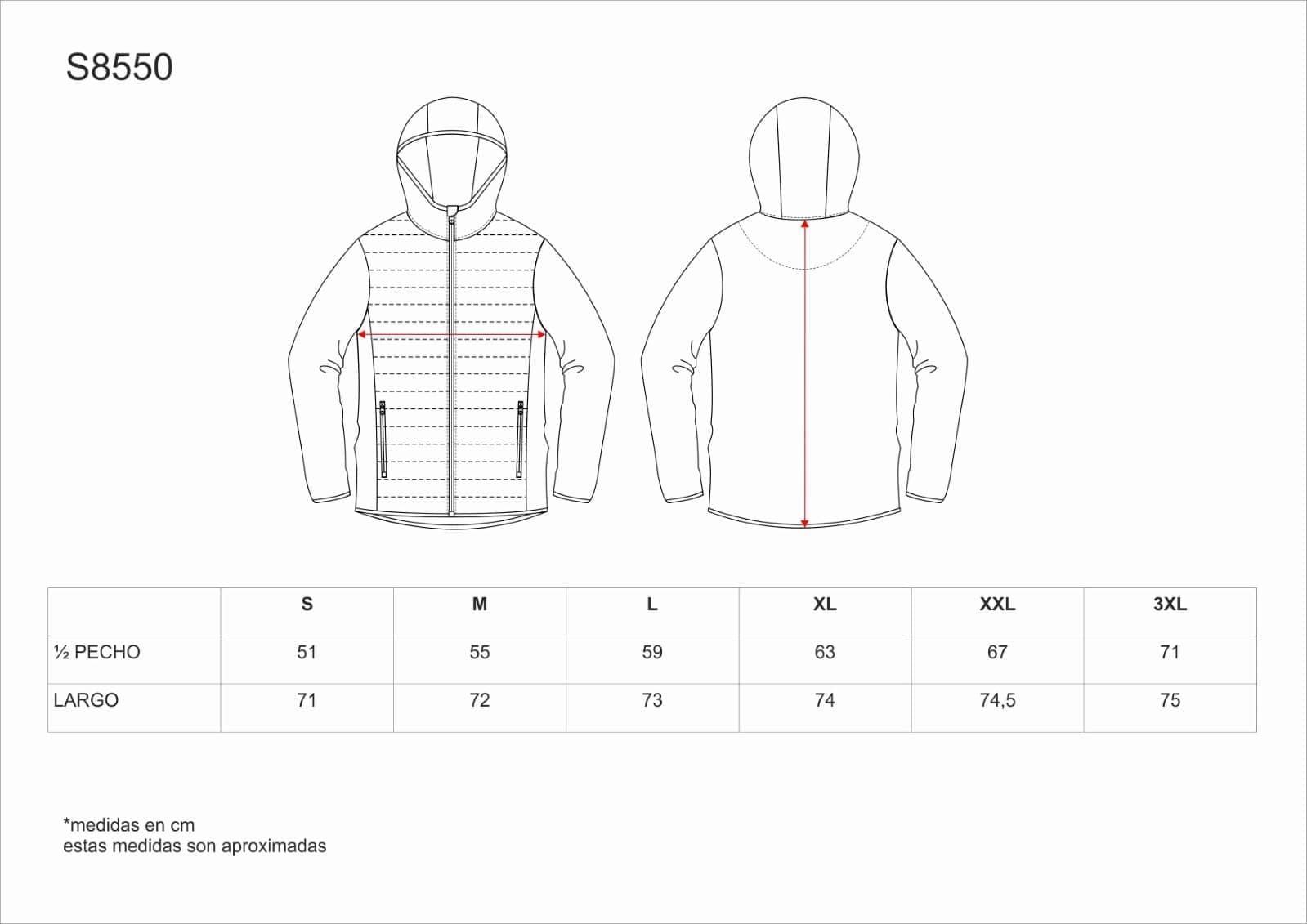 S8550 GUÍA DE TALLAS